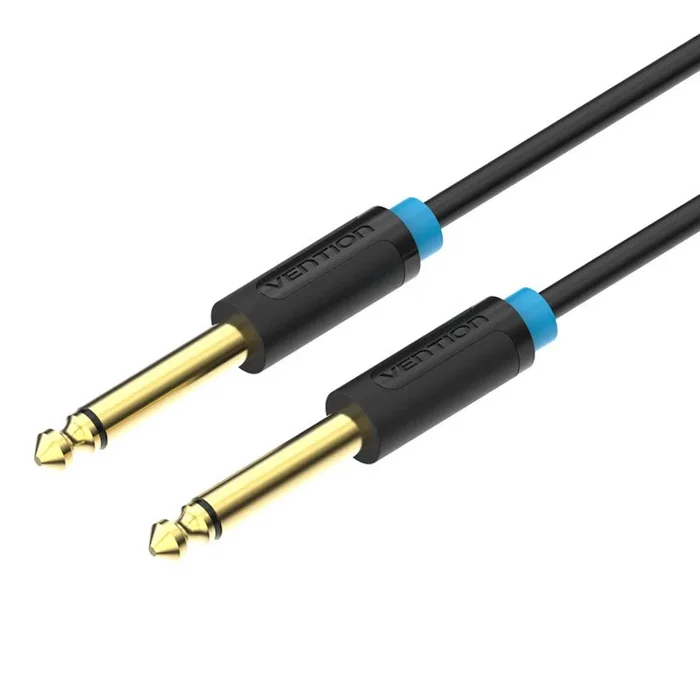 Vention BAABH Cable de Audio Estéreo 6.35mm Macho a Macho (2 m, Negro) - Conectores Dorados, 25 AWG