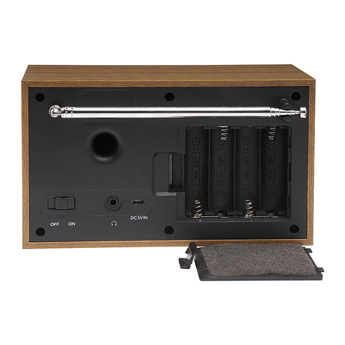 Denver DAB-46 Radio Internet y Digital con Sintonizador DAB+/FM, Alarma, Pantalla LCD, Color Gris Oscuro, Funciona con Baterías y Red Eléctrica