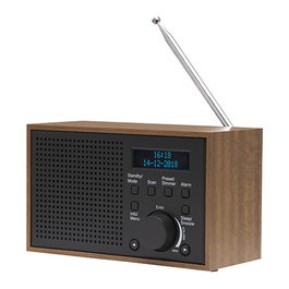 Denver DAB-46 Radio Internet y Digital con Sintonizador DAB+/FM, Alarma, Pantalla LCD, Color Gris Oscuro, Funciona con Baterías y Red Eléctrica