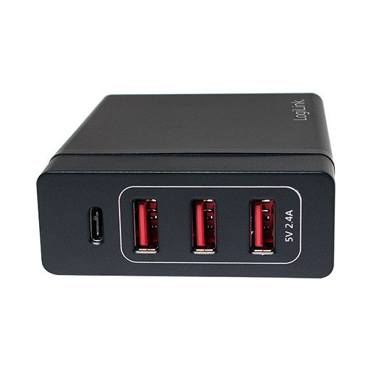 LogiLink Adaptador de mesa USB con 3x USB-A y 1x USB-C, 60W