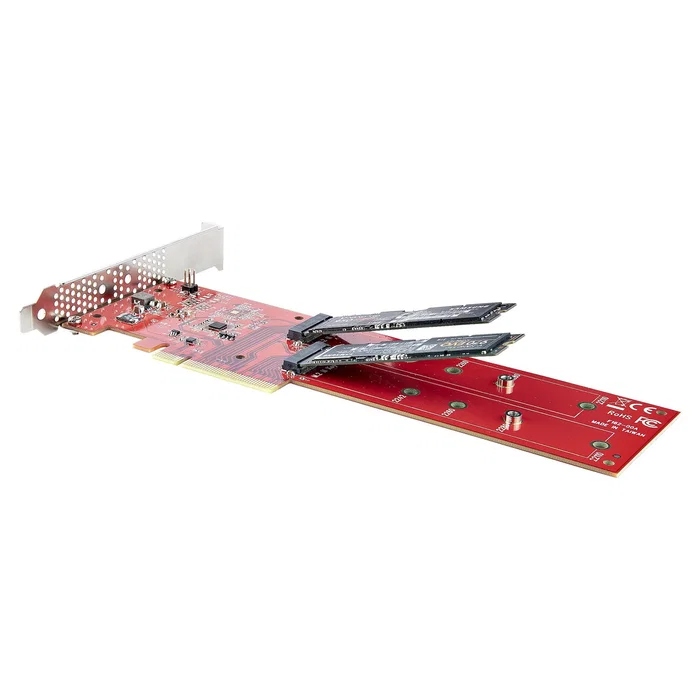 StarTech DUAL-M2-PCIE-CARD-B Adaptador PCIe para 2 SSD M.2 NVMe o AHCI - PCI Express 4.0 x8/x16 - Ranura Dual - Hasta 7.8 GBps - Incluye Soportes Ventilados