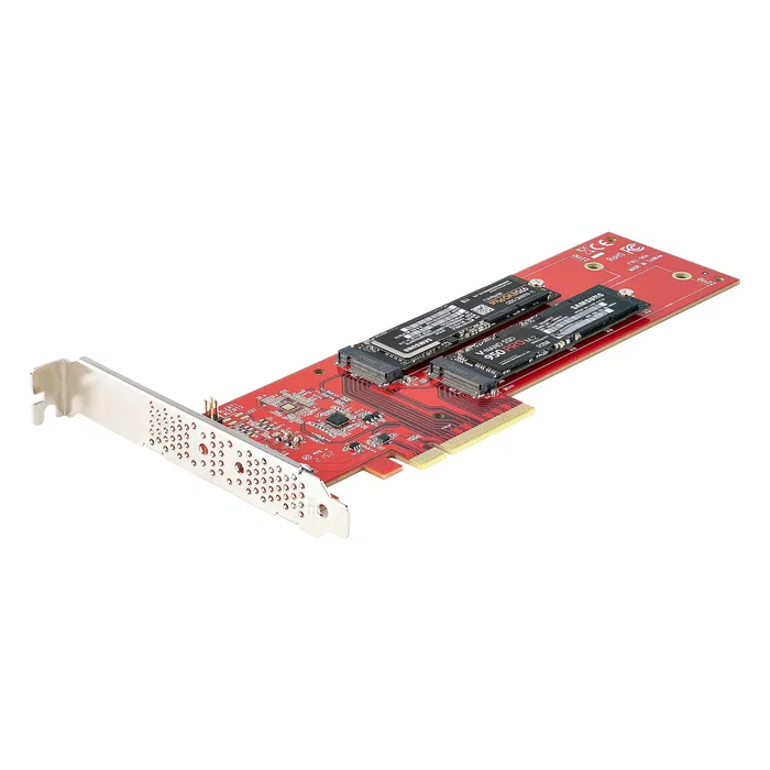 StarTech DUAL-M2-PCIE-CARD-B Adaptador PCIe para 2 SSD M.2 NVMe o AHCI - PCI Express 4.0 x8/x16 - Ranura Dual - Hasta 7.8 GBps - Incluye Soportes Ventilados