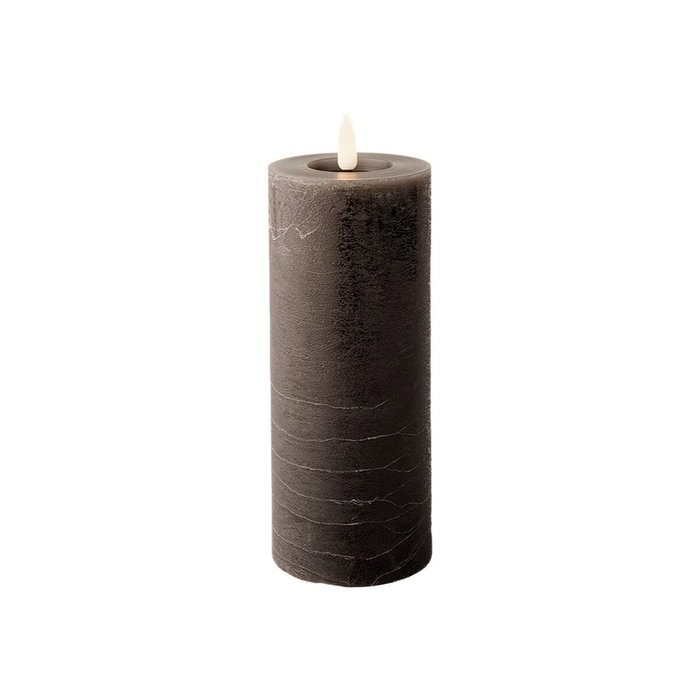 Lumineo Vela de cera LED Gris antracita superficie rústica Lumineo Vela de cera LED Gris antracita superficie rústica