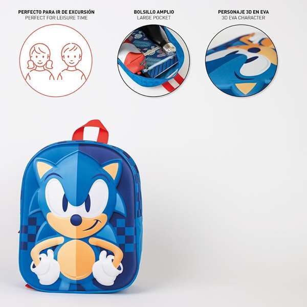 Cerdá Mochila Infantil 3D Sonic 25.0 x 31.0 x 10.0 cm