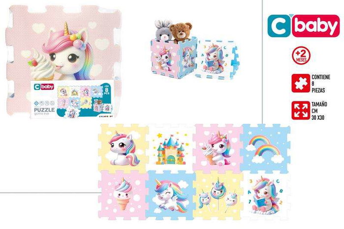 Color Baby Puzzle Eva Unicornios 8 piezas 120x60 cm Multicolor Bebé a partir de 10 meses
