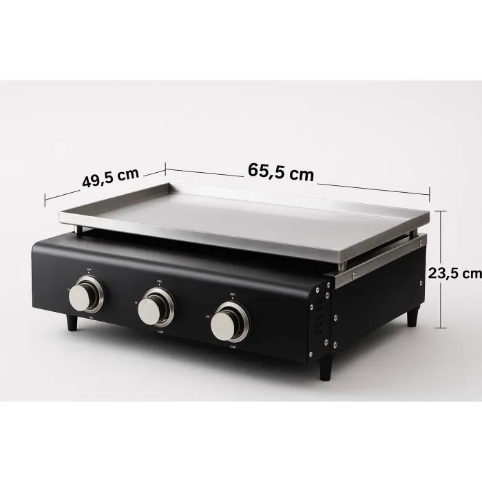 Cookingbox Plancha de Gas CUENCA 3 Quemadores con Tapa Negra