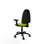 Silla de oficina Algarra con mecanismo Contacto permanente básico tapizada con Similpiel color Pistacho. Equipada con Base poliamida negra, Brazos 2D y Ruedas de parqué