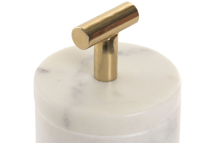 DKD Home Decor Salero de Mármol y Latón Blanco y Dorado