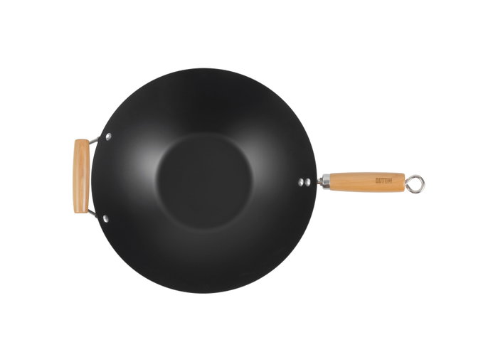 Quttin Sartén Wok con Mango de Madera de 35 cm