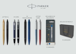 Parker Lote Escritura 2197098: 8 Piezas (6+2 Regalo) con 12 Recambios y 10 Bolsas de Regalo Parker