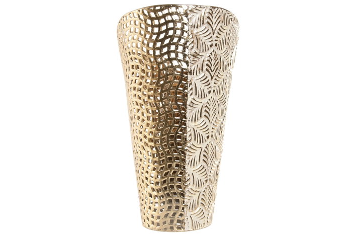 DKD Home Decor Jarron Set de 3 (2 Unidades) Dorado Beige Metal 27 x 57 x 27 cm