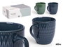 Vessia Tazon Desayuno Ceramica Loza 600 ml Colores Oscuros Azul y Verde 15 x 11.5 x 11 cm (Set de 24)