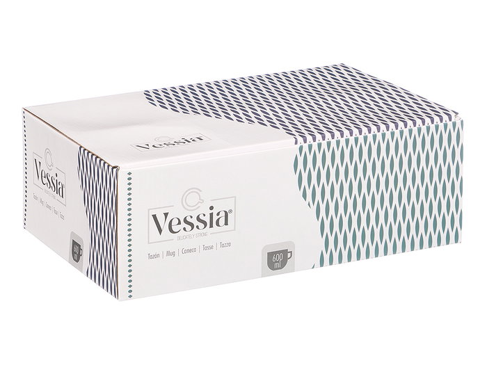 Vessia Tazon Desayuno Ceramica Loza 600 ml Colores Oscuros Azul y Verde 15 x 11.5 x 11 cm (Set de 24)