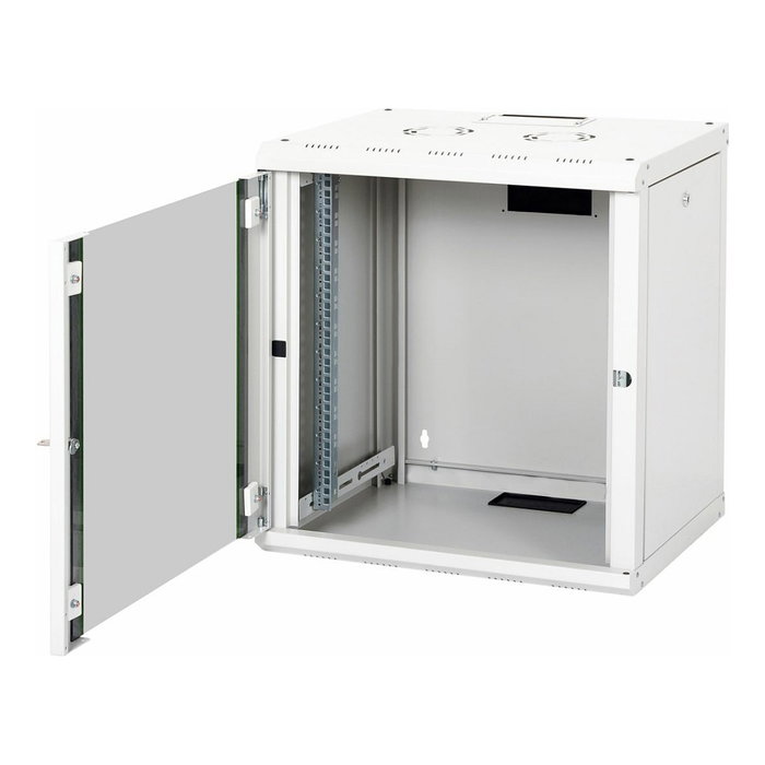 EQUIP EPM-12-6045-G-CBAA Bastidor de pared 12U, 19", puerta vidrio, 600x450x640mm, gris claro, incluye rieles y kit montaje