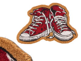 Giftdecor Felpudo Forma Zapatillas 60x40x1.5cm Fibra de Coco y PVC Blanco y Rojo (Set de 10)