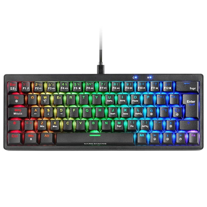 Mars Gaming MKMINIPROBES - Teclado Mecánico Mini 60%, Switch SKN (Amarillo/Azul/Marrón), Retroiluminación RGB Chroma, Anti-Ghosting Total, Compatible con PC, PS4, PS5, Xbox y Switch Mars Gaming MKMINIPROBES - Teclado Mecánico Mini 60%, Switch SKN (Amarillo/Azul/Marrón), Retroiluminación RGB Chroma, Anti-Ghosting Total, Compatible con PC, PS4, PS5, Xbox y Switch