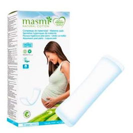 MASMI Compresas Maternidad 10 Ud. Algodón Ecológico Alta Absorción Postparto