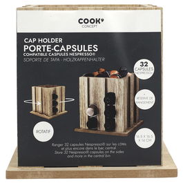 Cook Concept Dispensador Cápsulas Giratorio para 32 Nespresso, Elegante y Rústico