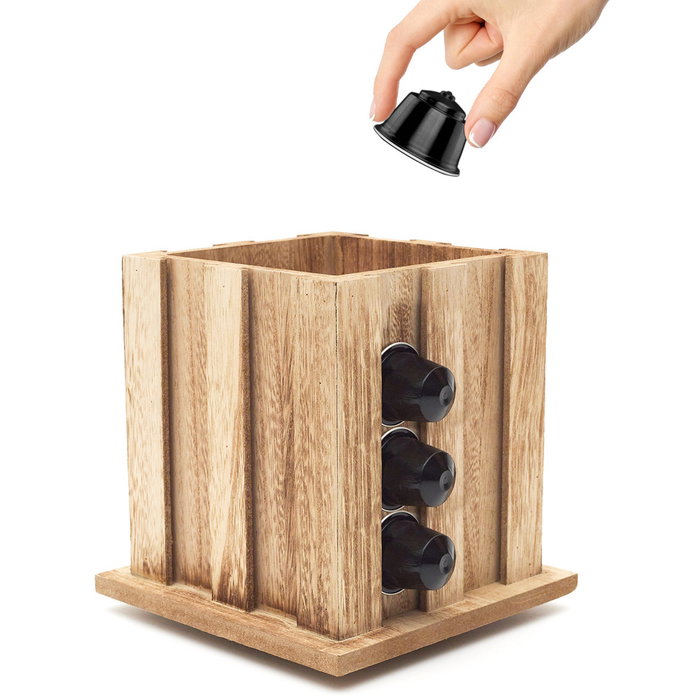 Cook Concept Dispensador Cápsulas Giratorio para 32 Nespresso, Elegante y Rústico