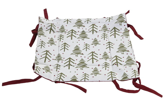 DKD Home Decor Cesta de Navidad Alpina Verde Rojo Blanco Beige Algodón 30x30x8 cm