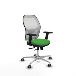 PIQUERAS Y CRESPO Silla de oficina Jorquera con mecanismo Sincro/Traslack, Tela Verde y Malla Blanca