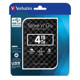 Verbatim Disco duro externo HD 2.5 pulgadas 4TB USB 3.0 Black Gen 2 15mm