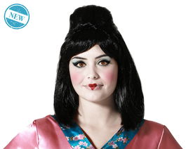 Peluca Tradicional China Negra 130 gr para Disfraces y Fiestas