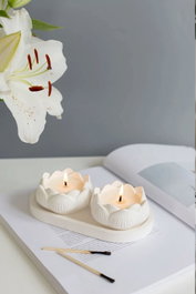 Aberto Design Set de Velas Aromatizadas de Vainilla con Taza de Concreto Blanco 2 Piezas 8.5 x 4.5 cm