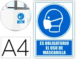 Archivo 2000 Señal Obligatorio Uso Mascarilla PVC Azul 210x297 mm