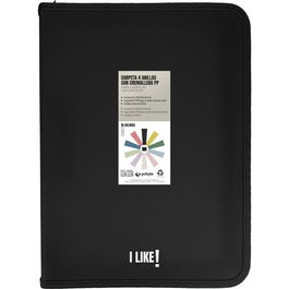 Grafoplás Carpeta Anillas Mixtas 4x25 mm con Cremallera I Like A4+ PP Rígido Opaco Negro