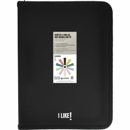 Grafoplás Carpeta de Anillas Mixtas I Like Negra con Cremallera A4+