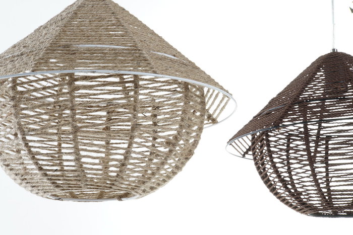 DKD Home Decor Lámpara Techo Urban Blanco y Marrón 38x27x38 cm (2 Unidades)