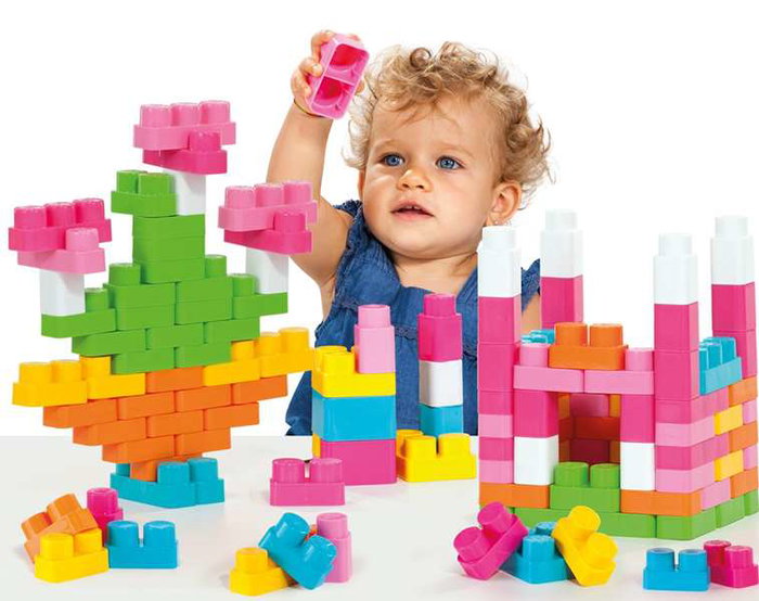 Molto Juego de Construcción en Bote Rosa 90 Piezas para Niños a Partir de 1 Año