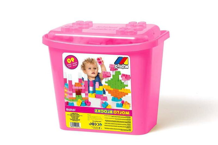 Molto Juego de Construcción en Bote Rosa 90 Piezas para Niños a Partir de 1 Año