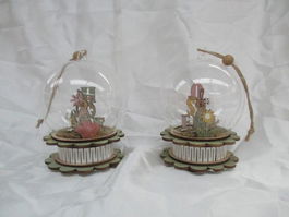 DKD Home Decor Shabby Verde Natural Decoracion Luminosa LED Madera 10 x 4 x 10 cm (4 Unidades)