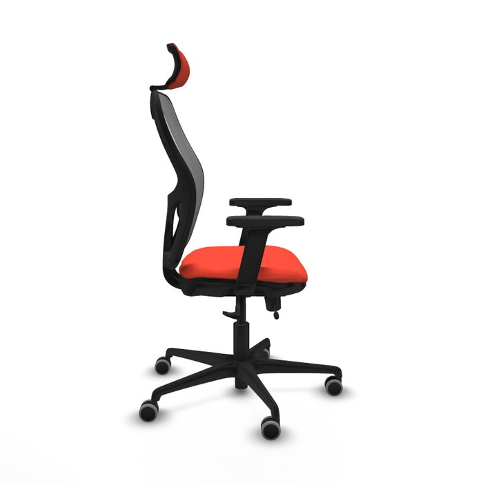 PIQUERAS Y CRESPO Silla de oficina Jorquera con mecanismo Sincro/Traslack, Tela Naranja oscuro y Malla Gris