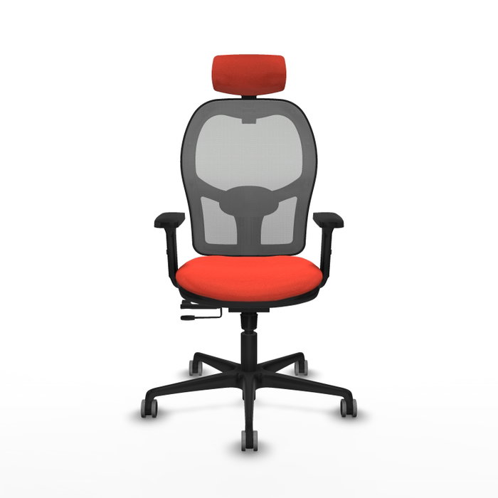 PIQUERAS Y CRESPO Silla de oficina Jorquera con mecanismo Sincro/Traslack, Tela Naranja oscuro y Malla Gris