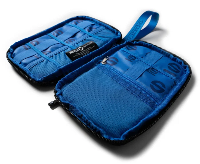 Sparco SPORGANIZERM TORTOISE Organizador Gaming con Cremallera para Periféricos, Compartimentos Internos, Negro/Gris, 20x14x3 cm