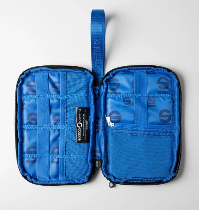 Sparco SPORGANIZERM TORTOISE Organizador Gaming con Cremallera para Periféricos, Compartimentos Internos, Negro/Gris, 20x14x3 cm