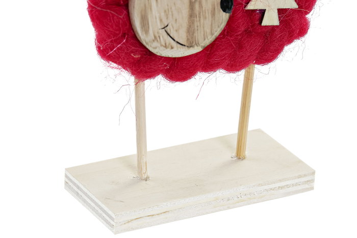 DKD Home Decor Decoracion Navidad Tradicional Rosa Rojo Madera Poliester Reno Estrella Arbol 4 x 17 x 12 cm (4 Unidades)