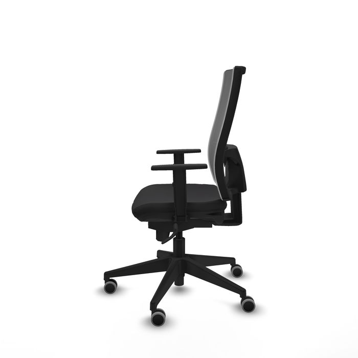 Silla de oficina Horna con mecanismo Sincro tapizada con Similpiel color Negro y malla color Gris. Equipada con lumbar 1D, Brazos 1D y Ruedas 65 mm parqué Silla de oficina Horna con mecanismo Sincro tapizada con Similpiel color Negro y malla color Gris. Equipada con lumbar 1D, Brazos 1D y Ruedas 65 mm parqué