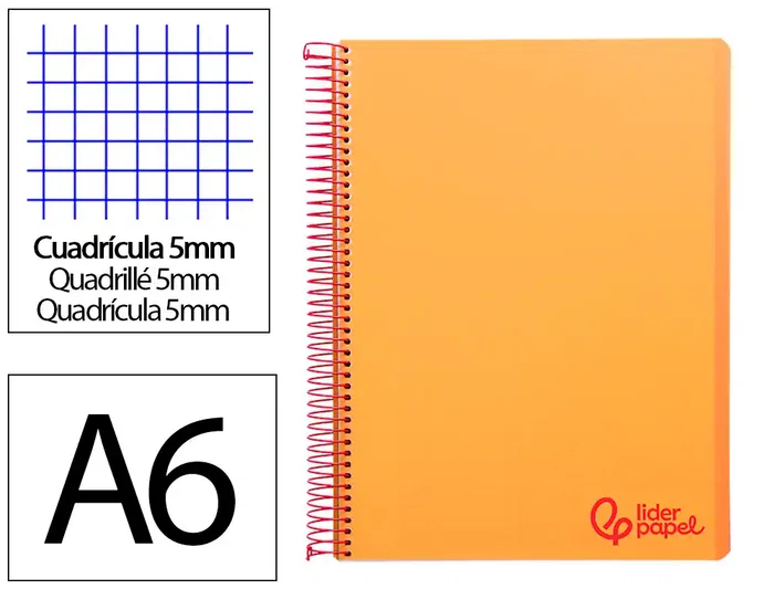 Liderpapel Cuaderno Espiral A6 Micro Wonder Tapa Plástico 120 Hojas 90gr Cuadro 5mm 4 Bandas Color Naranja Liderpapel Cuaderno Espiral A6 Micro Wonder Tapa Plástico 120 Hojas 90gr Cuadro 5mm 4 Bandas Color Naranja