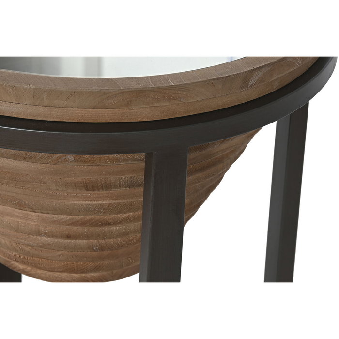 DKD Home Decor Mesita Auxiliar de Abeto y Cristal Natural DKD Home Decor Mesita Auxiliar de Abeto y Cristal Natural