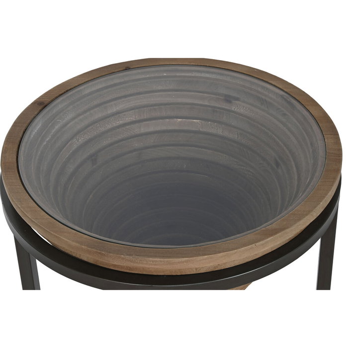 DKD Home Decor Mesita Auxiliar de Abeto y Cristal Natural DKD Home Decor Mesita Auxiliar de Abeto y Cristal Natural