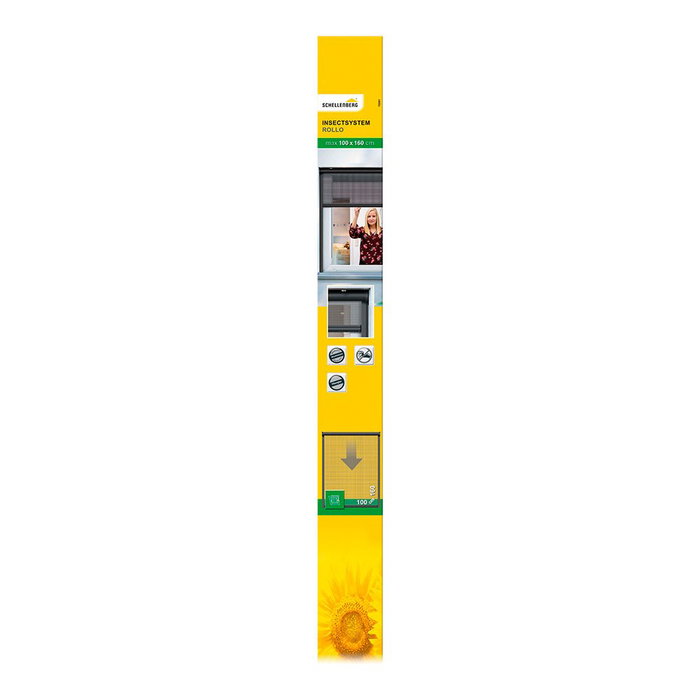 Schellenberg Mosquitera Enrollable Antracita 100 x 160 cm, Equipo Completo para Ventanas, Tejido Fibra de Vidrio, Fácil Montaje