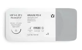kruuse Sutura PD-X 3/0 70cm Aguja 26mm 1/2 Redonda Punta Conica Violeta