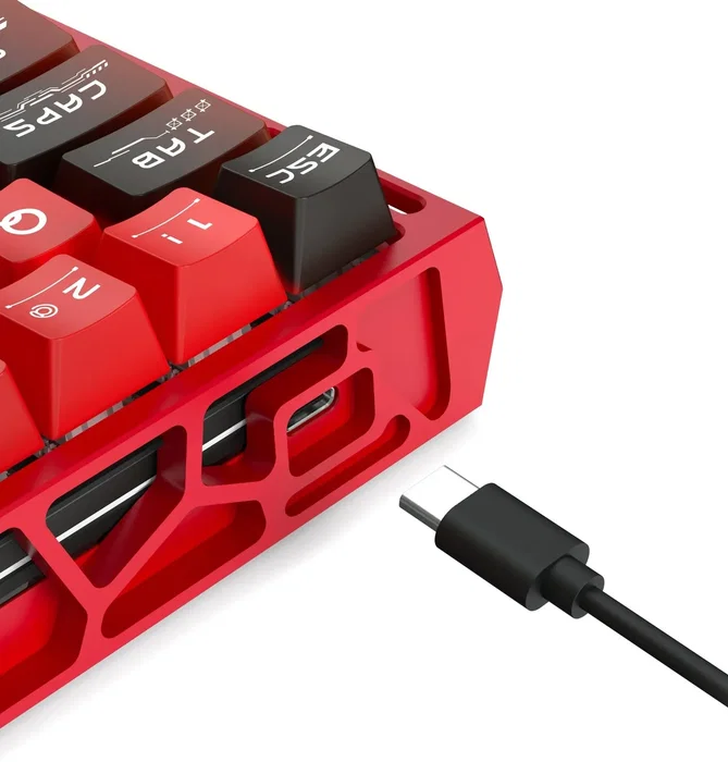 Redragon Venom K753-RGB-M Teclado Gaming Mecánico 61 Teclas RGB USB-C Cableado Layout Español Negro Rojo