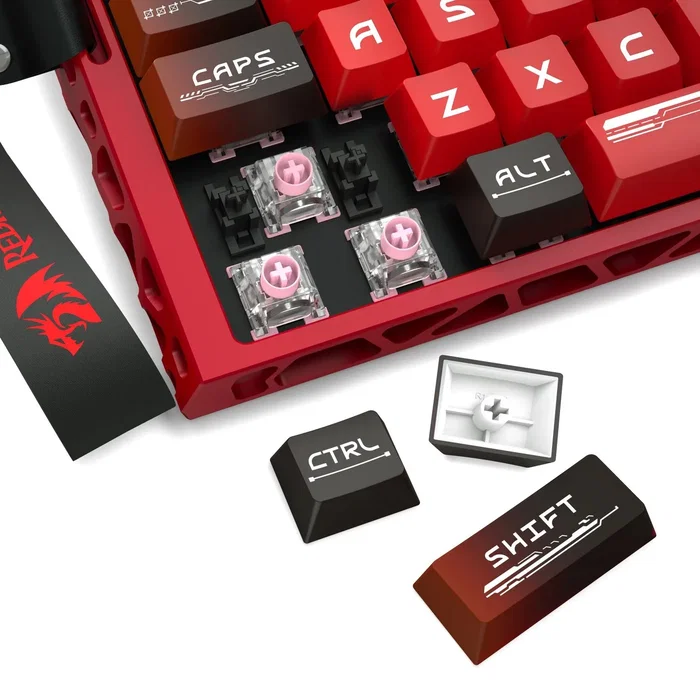 Redragon Venom K753-RGB-M Teclado Gaming Mecánico 61 Teclas RGB USB-C Cableado Layout Español Negro Rojo