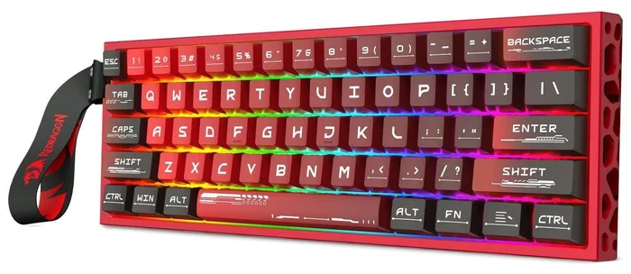 Redragon Venom K753-RGB-M Teclado Gaming Mecánico 61 Teclas RGB USB-C Cableado Layout Español Negro Rojo