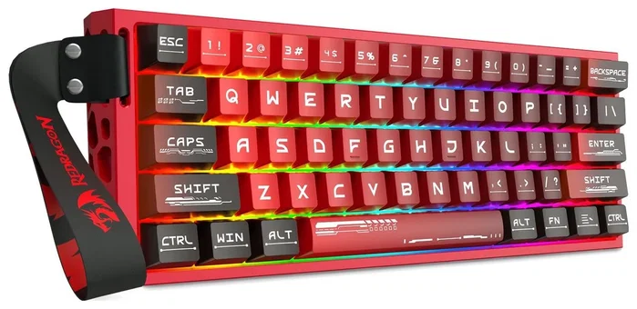 Redragon Venom K753-RGB-M Teclado Gaming Mecánico 61 Teclas RGB USB-C Cableado Layout Español Negro Rojo
